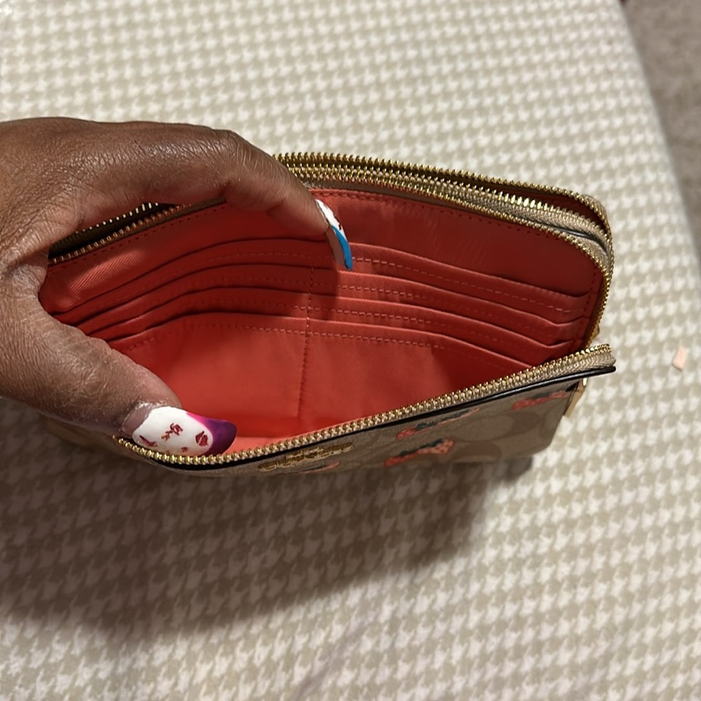 Tan Multi Colored Wallet Wristlet Used Once - image 6